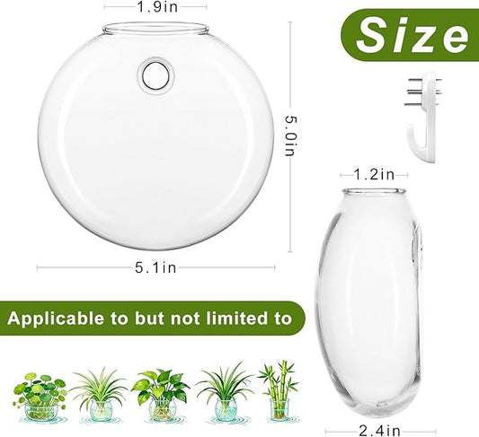 4Pcs Wall Hanging Planter Propagation Stations Glass Terrariums Vase for Hydroponics Plants, Bathroom, Home Office Living Room Decor Gift