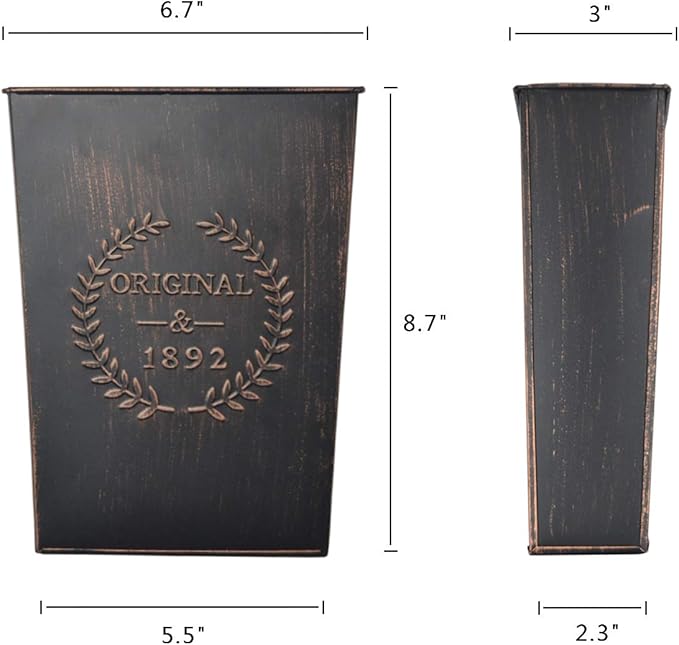 LESEN Rustic Metal Wall Planter Country Home Hanging Wall Vase Pocket for Plants or Flower Indoor or Outdoor Farmhouse Wall Decor,Set of 2