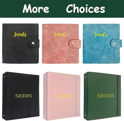 Seed Storage Organizer Binder,3 Ring Seed Packet Organizer with 100 Pockets(25 Pack Clear Sheet Protectors), Garden Seed Holder Book for Envelopes, Seed Saving Keeper, Green
