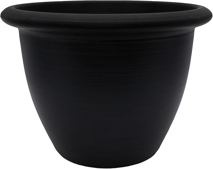 The HC Companies Sevilla Flower Planters - Outdoor & Indoor Planter - Round Self Watering Plant Pots for Herbs & More (12”, Black, Pack of 1)