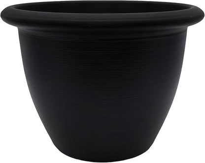 The HC Companies Sevilla Flower Planters - Outdoor & Indoor Planter - Round Self Watering Plant Pots for Herbs & More (12”, Black, Pack of 1)