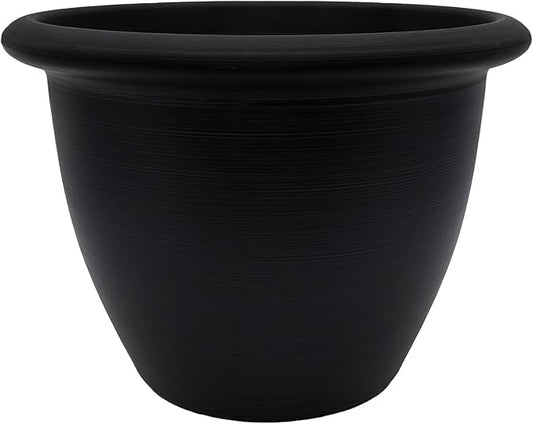 The HC Companies Sevilla Flower Planters - Outdoor & Indoor Planter - Round Self Watering Plant Pots for Herbs & More (12”, Black, Pack of 1)