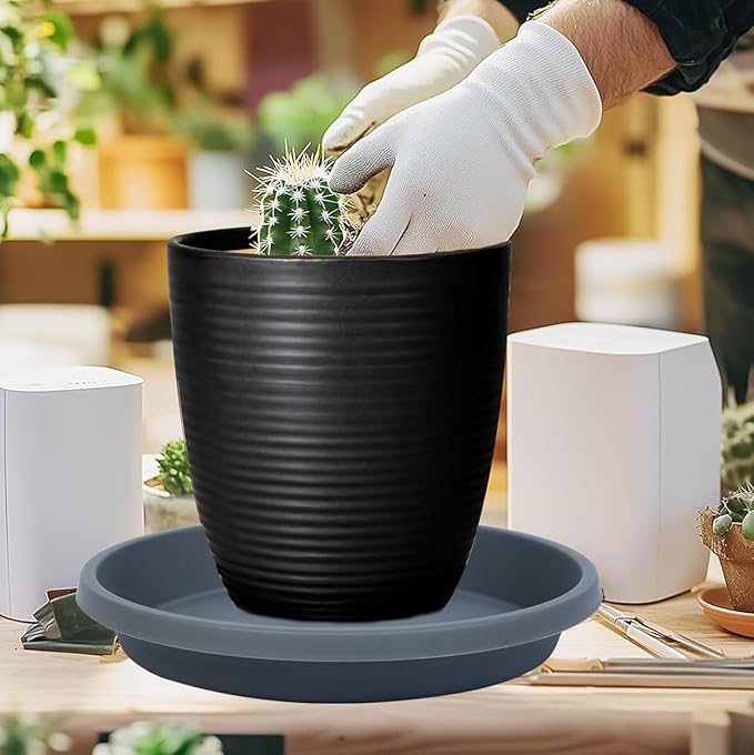 Plant Saucer Round 10 Inch 2 Pack Thickened Plastic Drip Trays for Indoor Plants and Outdoor Pots