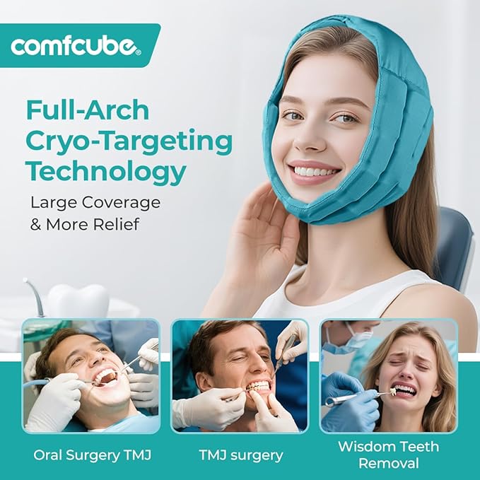 Wisdom Teeth Ice Pack Head Wrap, 2 Hours Long Lasting Cold Therapy Flexible Snug Fit Jaw Face Ice Pack for Oral Surgery, TMJ, Teeth Removed Pain, Cosmetic Injection, Swelling