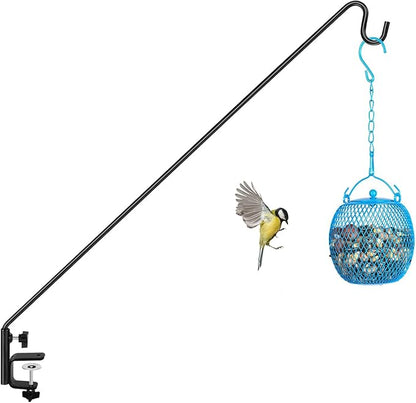 ERYTLLY 3 Inch Clamp Deck Hook 28" Long Deck Hook for Hanging Bird Feeder,Plants,Wind Chimes,Lanterns 1 Pack