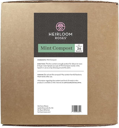 Heirloom Roses Mint Compost - Top Soil Amendment for Rose Planting, Rich in Micronutrients and Nitrogen for Garden Vegetables and Flowers