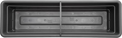 Bloem Dura Cotta Window Box Planter: 24" - Charcoal - with Tray, Weatherproof Resin Box, Removable Tray for Indoor & Outdoor Use, Gardening, 3 Gallon Capacity