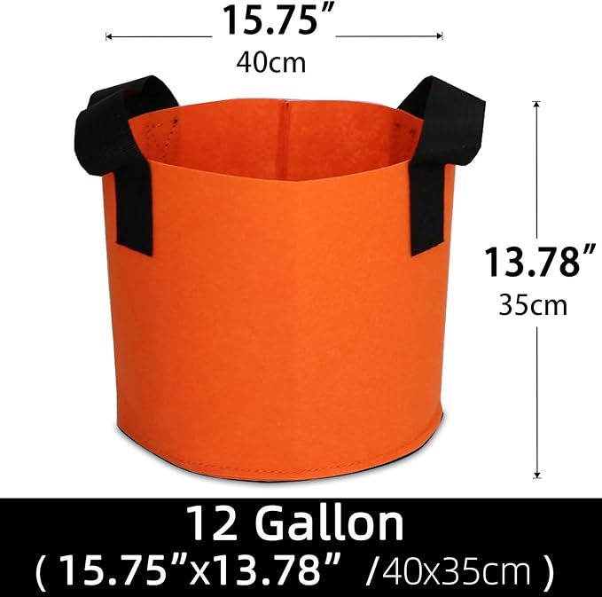 Grow Bags,Growing Pot Bags Garden Grow Bag Indoor Outdoor Fabric Aeration Plant Pot Container Flower Vegetable Pouch (Dark Orange,12Gallon)