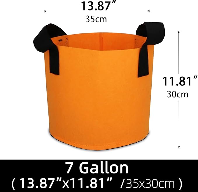 Grow Bags,Growing Pot Bags Garden Grow Bag Indoor Outdoor Fabric Aeration Plant Pot Container Flower Vegetable Pouch (Light Orange,7 Gallon)