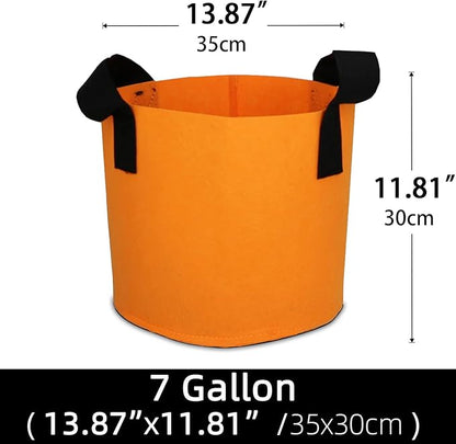 Grow Bags,Growing Pot Bags Garden Grow Bag Indoor Outdoor Fabric Aeration Plant Pot Container Flower Vegetable Pouch (Light Orange,7 Gallon)