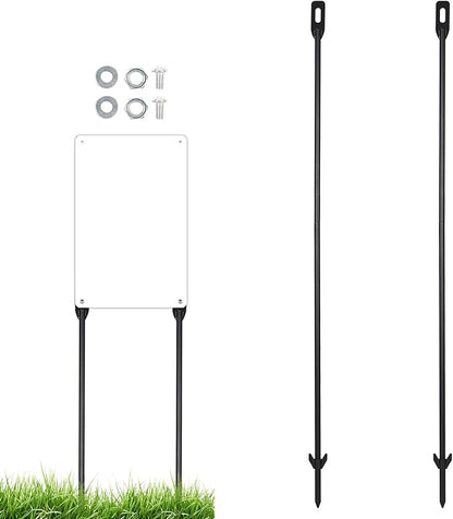 2-Pack Yard Sign Stakes Metal for Ground 31" Long 0.31" Thick, Yard Sign Holder Stand for Ground Outdoor, Sign Poles Stakes for Outdoor, Easy to Install - Black
