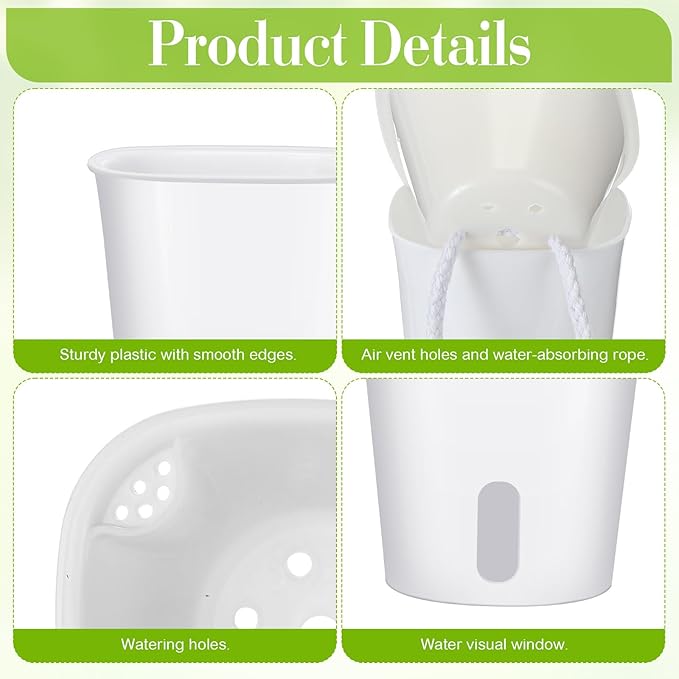 100 Pcs Self Watering Pots Self Watering Planters for Indoor Planters Plastic Garden Flower Pots with Level Indicator Vents for Herbs (3 Inch)