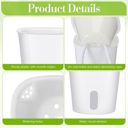 100 Pcs Self Watering Pots Self Watering Planters for Indoor Planters Plastic Garden Flower Pots with Level Indicator Vents for Herbs (3 Inch)