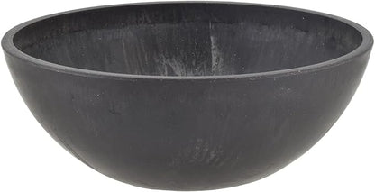 PSW Pot Collection M20DCB 8-inch Plastic/Stone/Wood Composite Low Bowl Planter – No Drainage Hole (Drillable), Shallow Indoor/Outer Pot for Succulents, Bonsai, Fairy Gardens, Herbs, Dark Charcoal