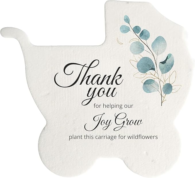 Carriage-Shaped Seed Paper – 12 pcs Green Shower Favors for Guests with Wildflower Seeds, Writable & Plantable, Gender Reveal, Birthday Gifts for Guest