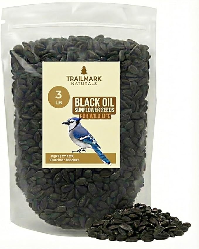 3 LB Black Oil Sunflower Seeds for Birds – Premium Wildlife & Bird Food – Grown in USA - Non-GMO - Black Oil Sunflower Seeds for Wild Birds and Backyard Feeders
