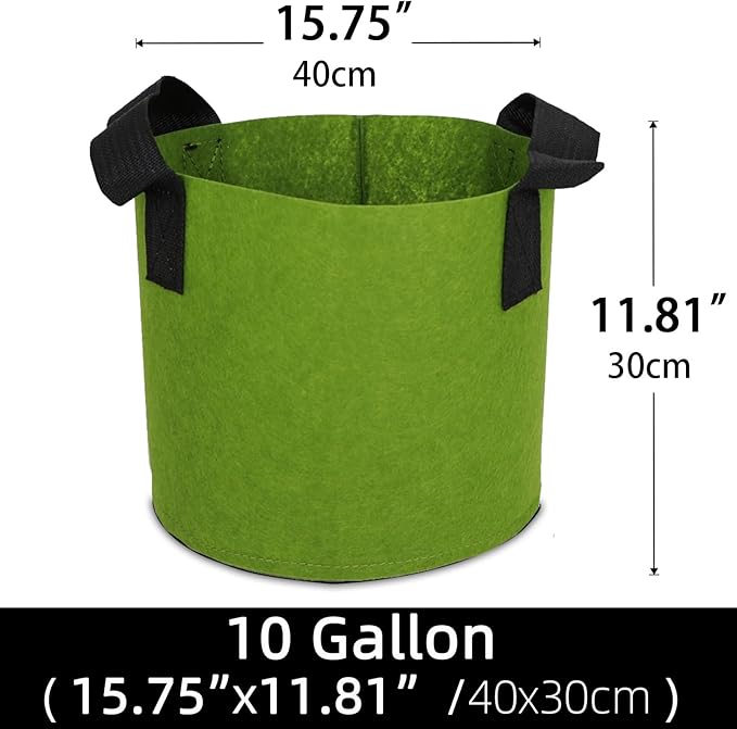 Grow Bags,Growing Pot Bags Garden Grow Bag Indoor Outdoor Fabric Aeration Plant Pot Container Flower Vegetable Pouch (Army Green,10Gallon)