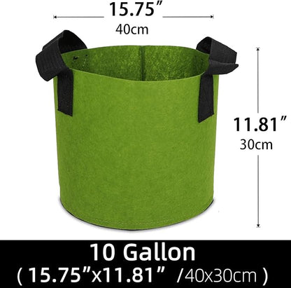Grow Bags,Growing Pot Bags Garden Grow Bag Indoor Outdoor Fabric Aeration Plant Pot Container Flower Vegetable Pouch (Army Green,10Gallon)