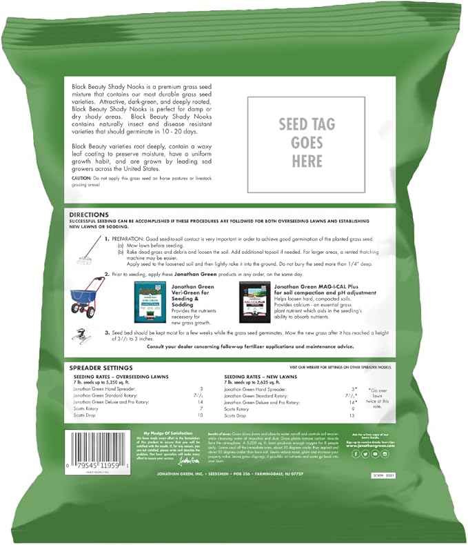Jonathan Green (11959) Black Beauty Shady Nooks Grass Seed - Cool Season Lawn Seed (7 lb)