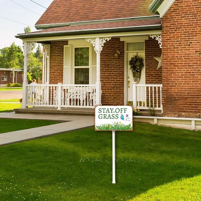 8 x 12 inch Stay Off Grass Yard Sign Stakes Outdoor Lawn Yard Signs