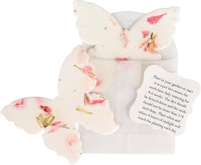 Set of 24 Pink Butterfly Seed Paper – Writable & Plantable Wildflower with Envelopes & Planting Guides, Gift for Moms or Plant Lovers for Mother’s Day, Party Favors for Weddings & Showers