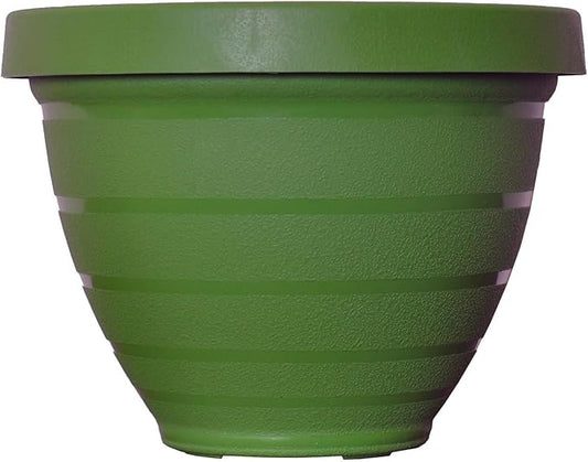 The HC Companies Rings Flower Planter - Self Watering Plant Pots for Herbs & More - Round Lightweight Outdoor & Indoor Planter (10" Dark Green, Pack of 1)