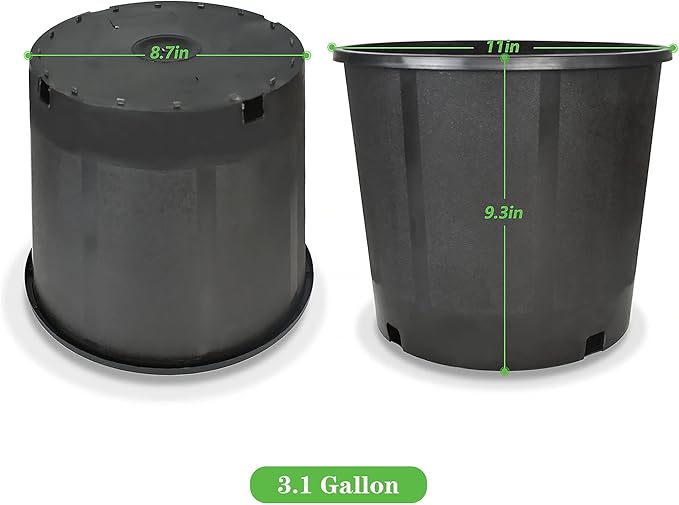 Planter Nursery Pots 3.1 Gallon Pots for Plants, Injection Molded Plastic Nursery Pots, Plant Container 3.1 Gal 10-Pack