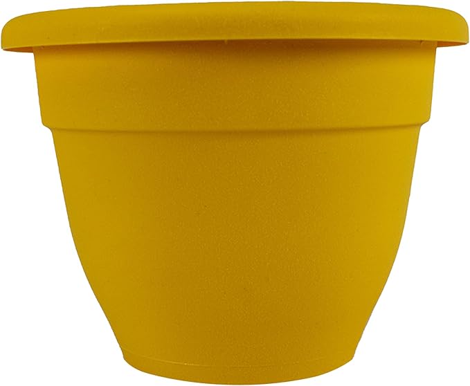 The HC Companies Caribbean Planter Pot - Outdoor & Indoor Plant Pot with Drainage Hole & Plug - Rolled Rim Plastic Pots for Plants & Flowers - Decorative Plant Pot (20" Honey, Pack of 1)