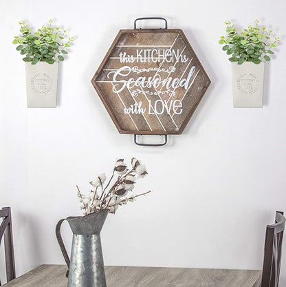 LESEN Set of 2 Farmhouse Metal Wall Planter,Rustic Wall Decor Country Hanging Wall Vase Box for Plants Flower Home Decoration
