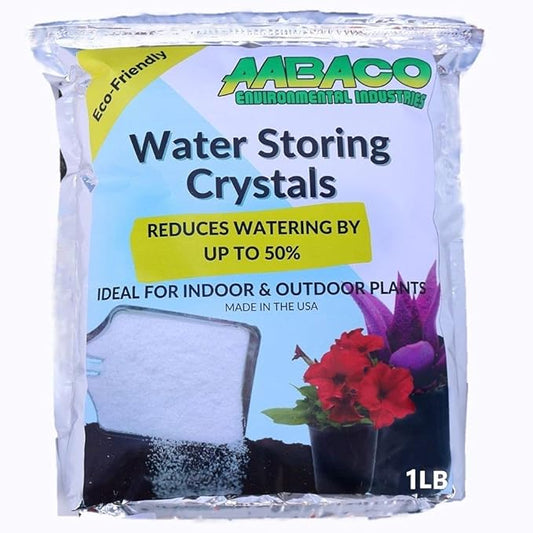AABACO Water Storing Crystals - for Indoor & Outdoor Plants - Mix Crystals with Soil to Reduce The Amount of Watering Needed - Protect Against Heat - Watch Your Garden & Plant Grow (1LB)