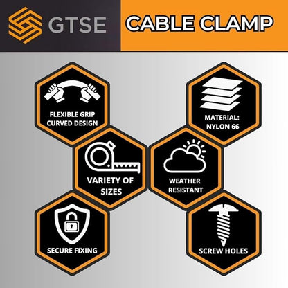 GTSE White Nylon Plastic Cable Clamps, 3/16" Screw Mounts for Cable, Rope, Tube Management, 100 Pack