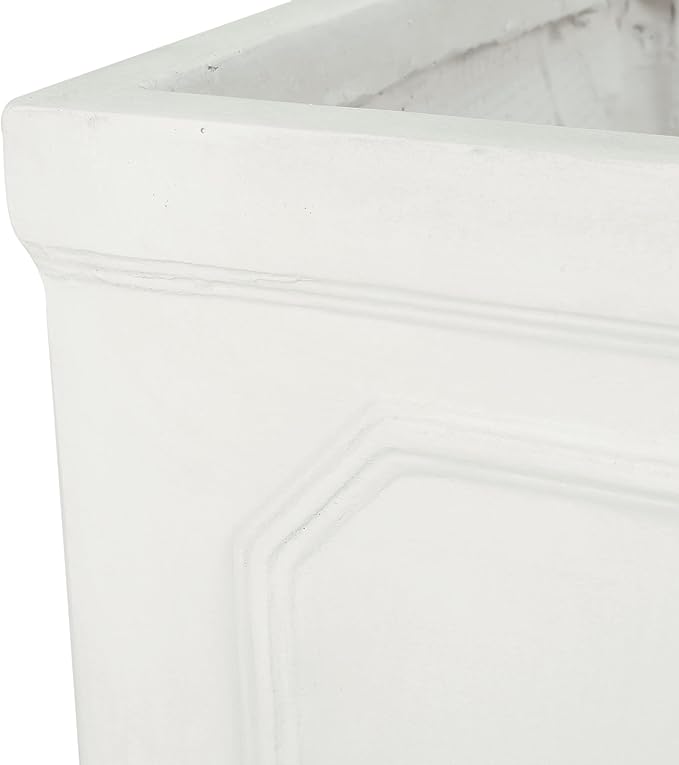 Burgos Outdoor Medium Planter - Cast Stone - Antique White