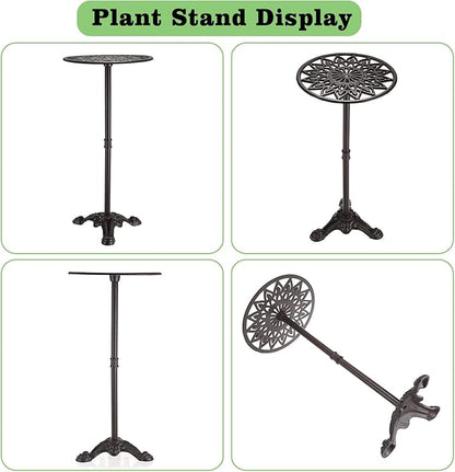 OwnMy Cast Iron Tall Plant Stand Heavy Duty Vintage Flower Pot Holder Stand, Decorative Round Potted Plant Holder Rack, Indoor Outdoor Metal Plant Holder Wrought Iron Large Plant Stand for Home Garden