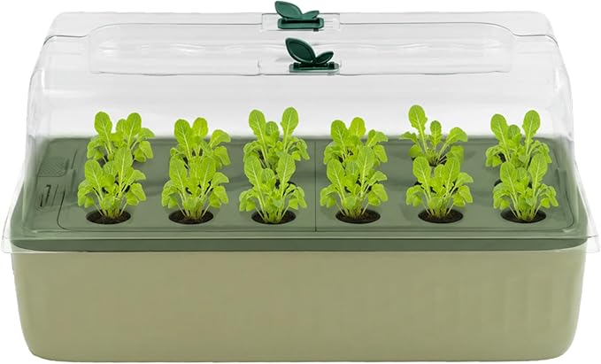 EZ Leafy Planter – Self-Watering Indoor Planter Box with Reservoir & Humidity Dome | Soil-Based Countertop Garden Kit for Leafy Greens, Lettuce, Spinach & Herbs | Kitchen Windowsill Planter