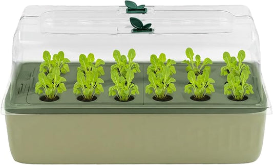 EZ Leafy Planter – Self-Watering Indoor Planter Box with Reservoir & Humidity Dome | Soil-Based Countertop Garden Kit for Leafy Greens, Lettuce, Spinach & Herbs | Kitchen Windowsill Planter