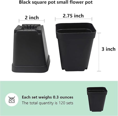 1200Pcs Square Nursery Pots 2.75 Inch, Deep Seed Starting Pot Small Plastic Plant Pots Flower Planter, Sturdy Seedling pots with Drainage Transplanting Planter Container