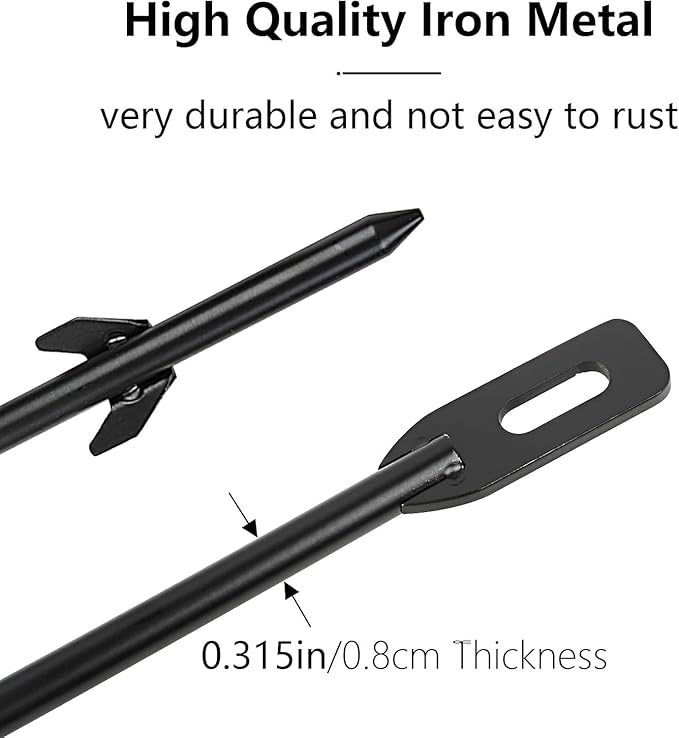 4 Pack Stake for Yard Sign Metal Black Stakes for Ground Lawn, 16.5" Long 0.3 Inch Thickness, Easy Install, Suitable for Camping or Plant