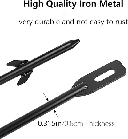 4 Pack Stake for Yard Sign Metal Black Stakes for Ground Lawn, 16.5" Long 0.3 Inch Thickness, Easy Install, Suitable for Camping or Plant
