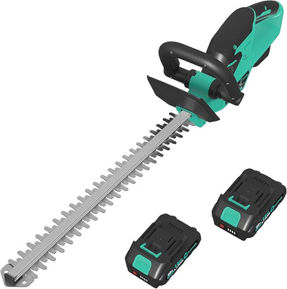 Garvee 22.4'' Hedge Trimmer Cordless, Shrub Trimmer Electric Handheld Bush Clipper 3000RPM, Brushless Motor Double-Sided Dual Action Blades, 2/3'' Blade Gap, 2 * 2.0Batteries & Charger