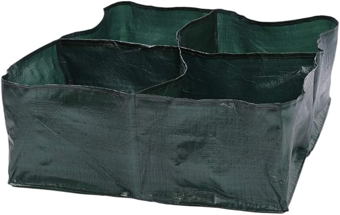 Firlar Raised Garden Bed, Raised Bed, 4 Divided Grids Square Garden Grow Bags Planter Box for Plants, Herb, Flowers and Vegetables