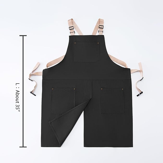 Pottery Apron Split Leg Waterproof Unisex Crossback Apron with Large Pockets