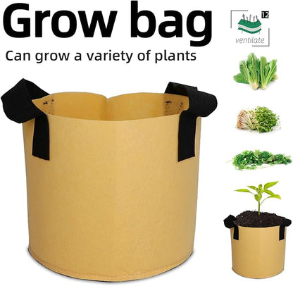 Grow Bags,Growing Pot Bags Garden Grow Bag Indoor Outdoor Fabric Aeration Plant Pot Container Flower Vegetable Pouch (Khaki,12Gallon)