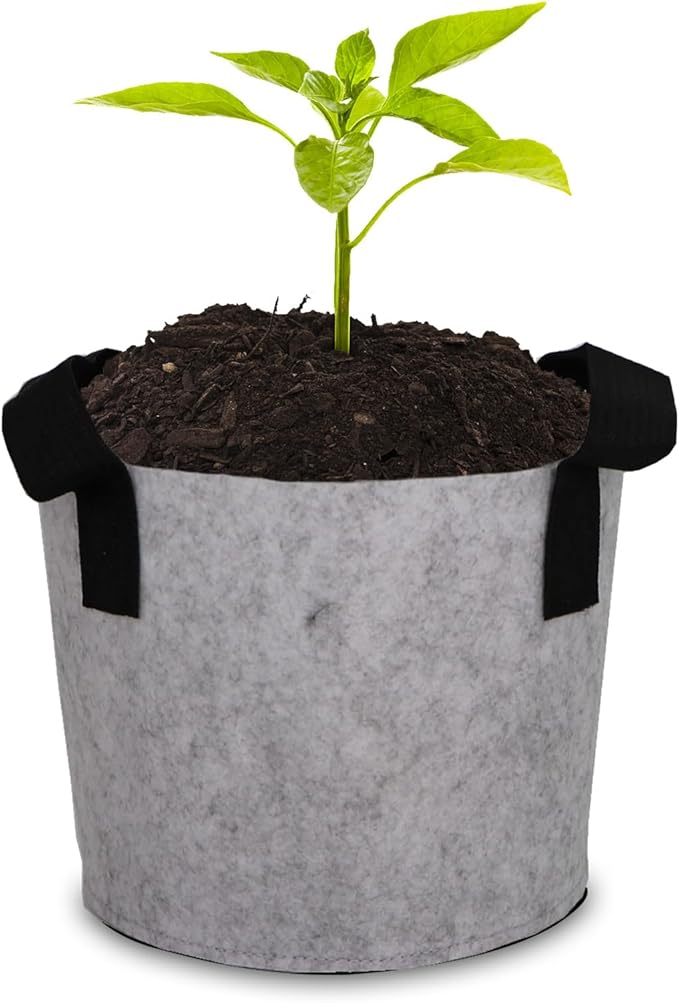 Grow Bags,Growing Pot Bags Garden Grow Bag Indoor Outdoor Fabric Aeration Plant Pot Container Flower Vegetable Pouch (Light Gray,2 Gallon)