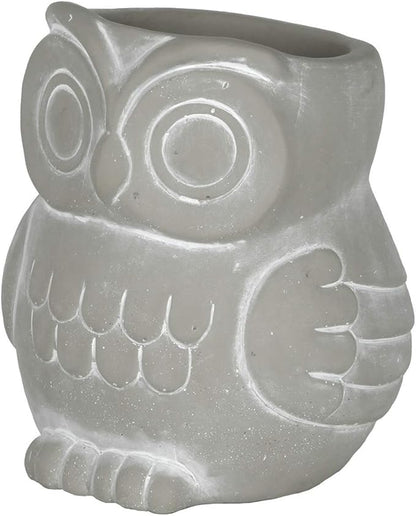 Classic Home and Garden Cement Buddies Animal Planters - Cute Desk Decoration - UV Coated Animal Vase w/Removable Drain Plug - Succulent Plant Pot for Indoor/Outdoor (Owl Planter, Natural, Large)