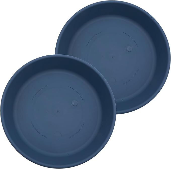 The HC Companies 17.5 Inch Classic Round Plant Saucer, Lightweight UV-Resistant Plastic Outdoor & Indoor Flower Pot Tray, 2-Pack Plant Pot Trays for Garden & Home Decor, Slate Blue