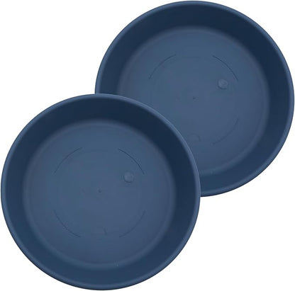 The HC Companies 12 Inch Classic Round Plant Saucer, Lightweight UV-Resistant Plastic Outdoor & Indoor Flower Pot Tray, 2-Pack Plant Pot Trays for Garden & Home Decor, Slate Blue