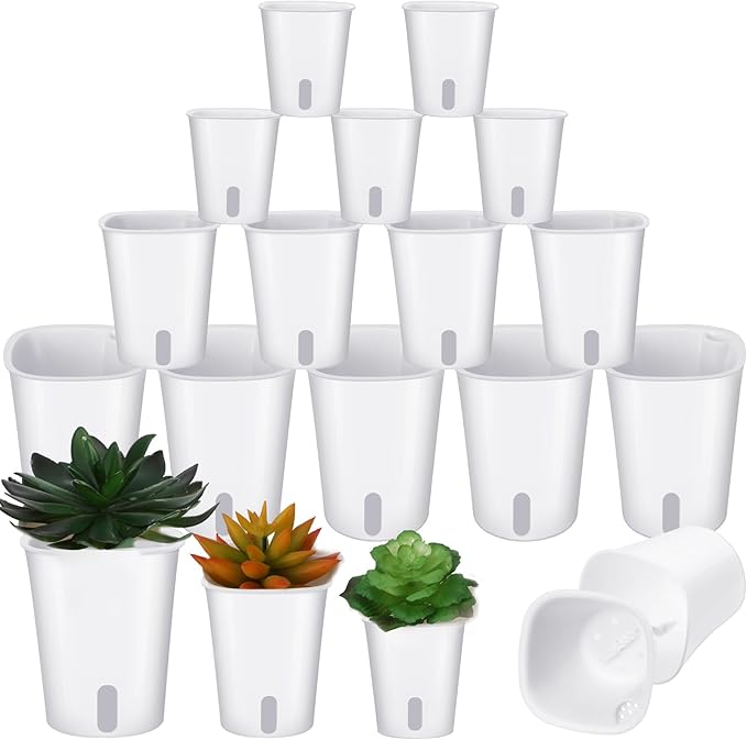18 Pcs Self Watering Pots - 3 Sizes Plastic Flower Plant Pot With Inner White Pot for Indoor House Plants, Herbs and Flowers