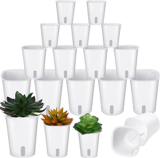 18 Pcs Self Watering Pots - 3 Sizes Plastic Flower Plant Pot With Inner White Pot for Indoor House Plants, Herbs and Flowers