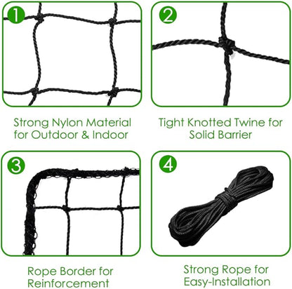 Baseball Softball Backstop Nets, Heavy Duty Sports Netting Barrier #18 Baseball Netting 10'x10'/10'x20'/15'x15'…