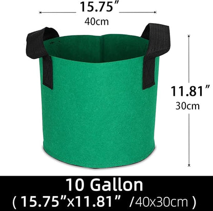 Grow Bags,Growing Pot Bags Garden Grow Bag Indoor Outdoor Fabric Aeration Plant Pot Container Flower Vegetable Pouch (Dark Green,10Gallon)